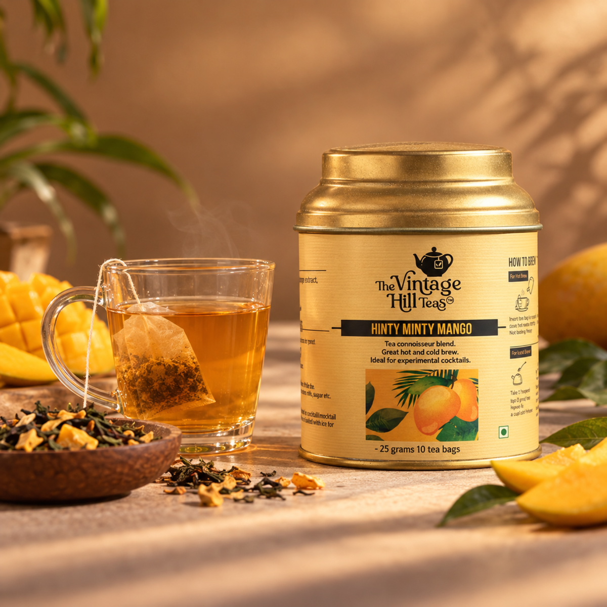 Hinty Minty Mango - Small Tin 10 Cotton Tea Bags 25g
