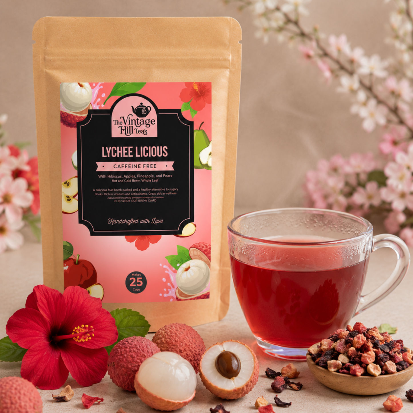 Lychee Licious Caffiene-Free Tea | Premium Loose Leaf Tisane fruit flower Tea