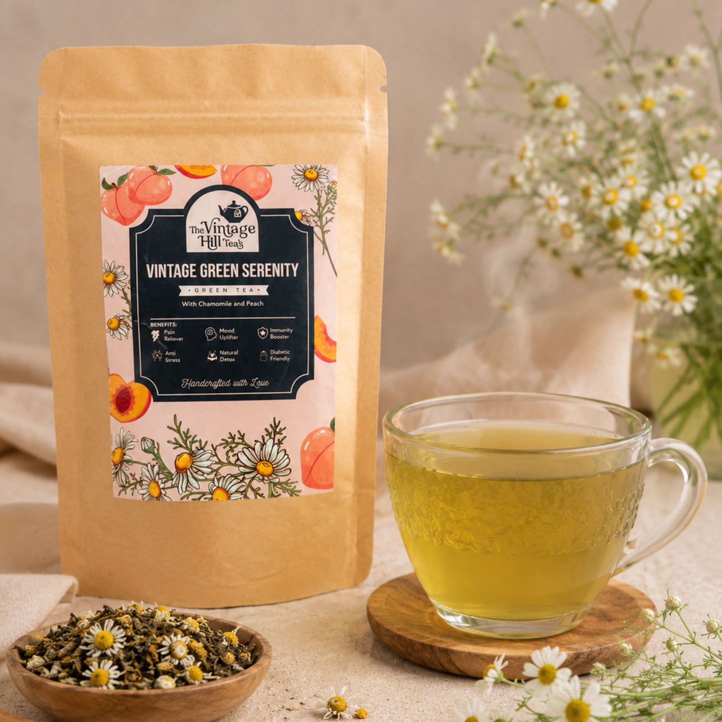 Vintage Peach Serenity Green Tea | Premium Loose Leaf Tea