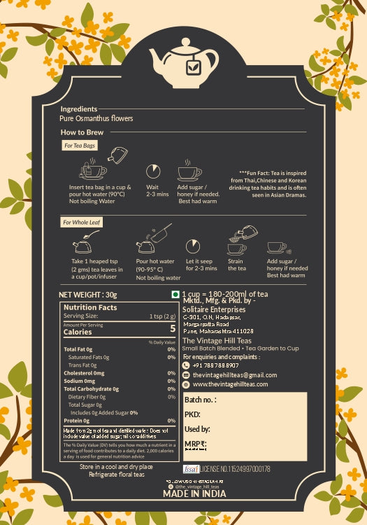 Sweet Taiwan Osmanthus Caffiene-free Tisane flower Tea | Premium Loose Leaf Tea