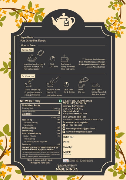 Sweet Taiwan Osmanthus Caffiene-free Tisane flower Tea | Premium Loose Leaf Tea