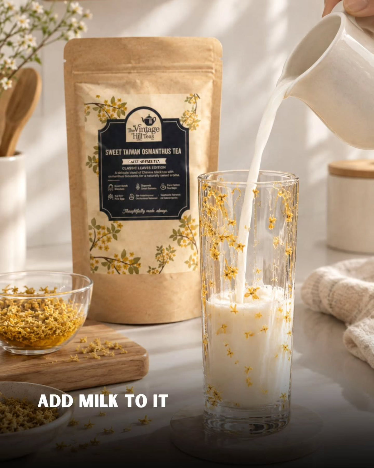 Luke's Osmanthus Milk Recipe Step 3 - Add Milk to It