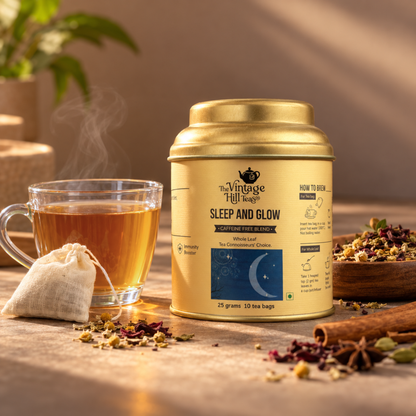 Sleep And Glow - Small Tin 10 Cotton Tea Bags 25g
